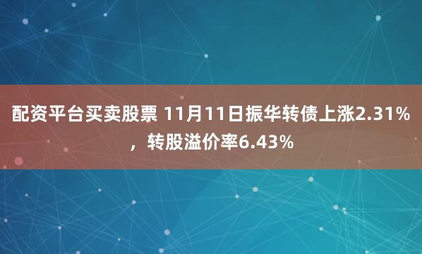 配资平台买卖股票 11月11日振华转债上涨2.31%，转股溢价率6.43%
